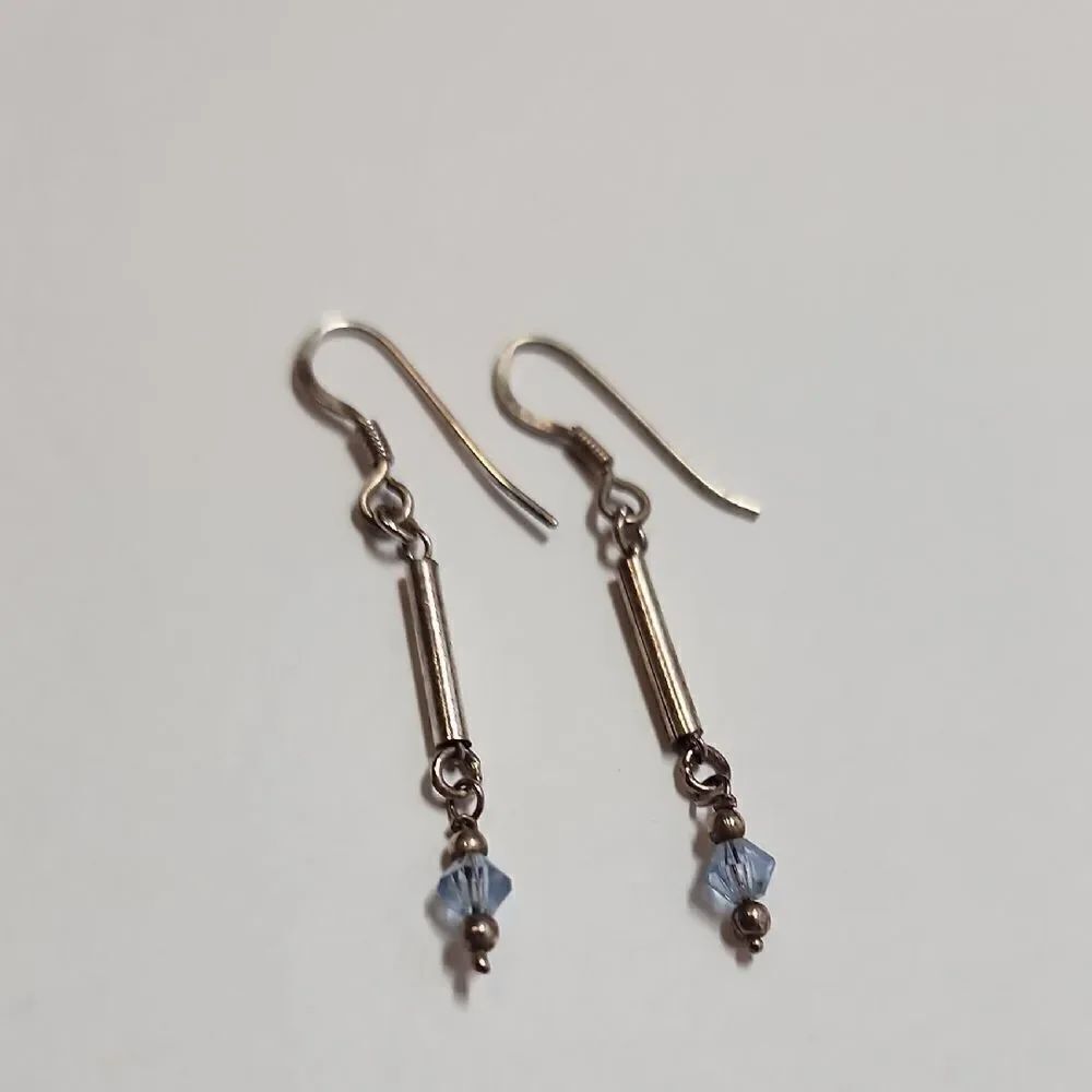 Sterling Silver 925 and Blue Dangle Earrings